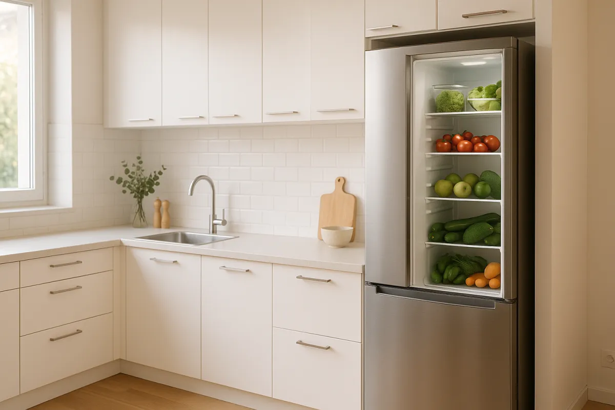Frigider intr-o bucatarie moderna